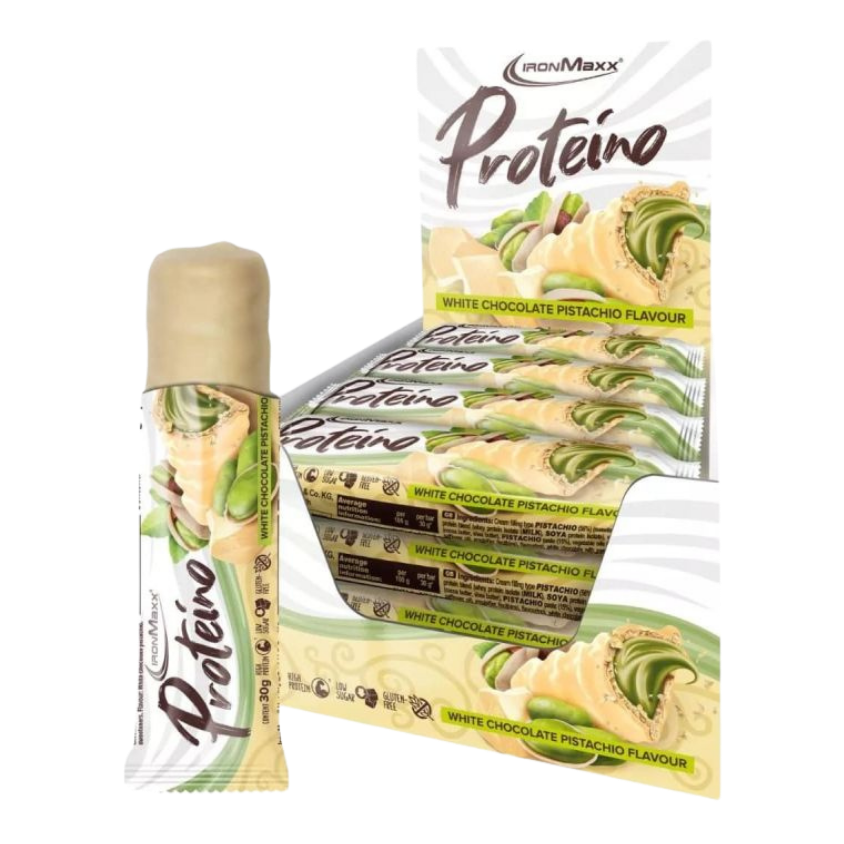 IronMaxx Proteino Protein Bar (12 x 30G) IronMaxx Proteino Protein Bar (12x30G) White Chocolate Pistachio